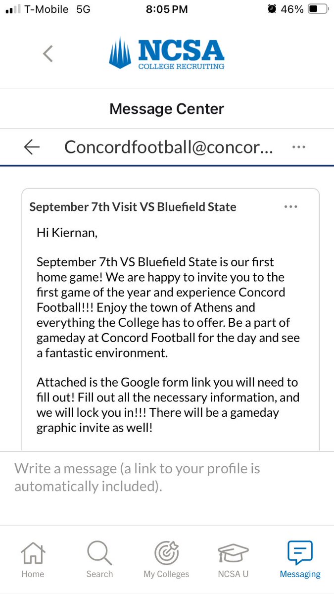 Thank you so much for the game day invite <a href="/CoachCradle/">Cade Cradlebaugh</a> , can’t wait! #football