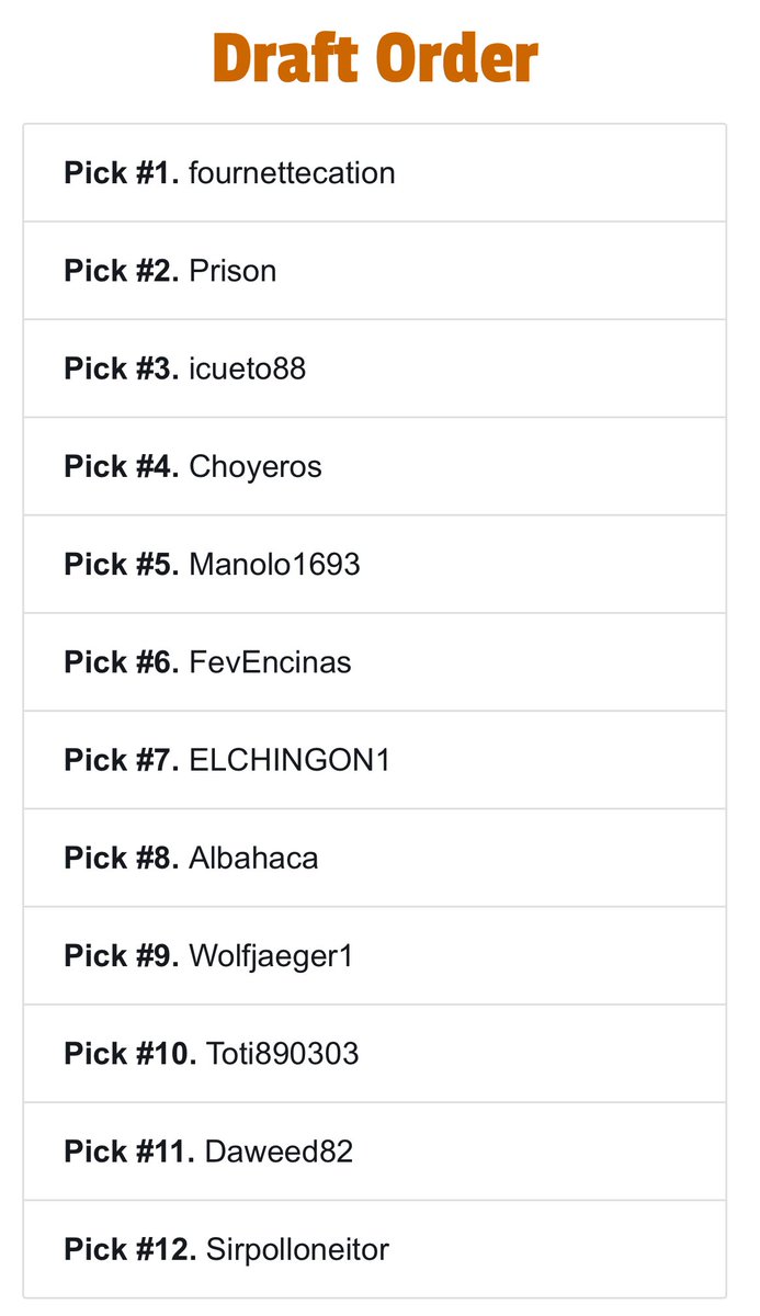 Fantasy_HOF's tweet photo. 🔔LISTO🔔

Salió el sorteo para elegir en nuestras ligas fantasy. 

Mucho éxito. 🍀
Pelea por la gloria. 💥 https://t.co/rjExG9Qopl