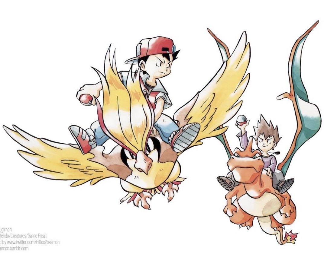 PokemonHttps's tweet photo. Sky battle with Red &amp; Blue https://t.co/qIi38Fe10h