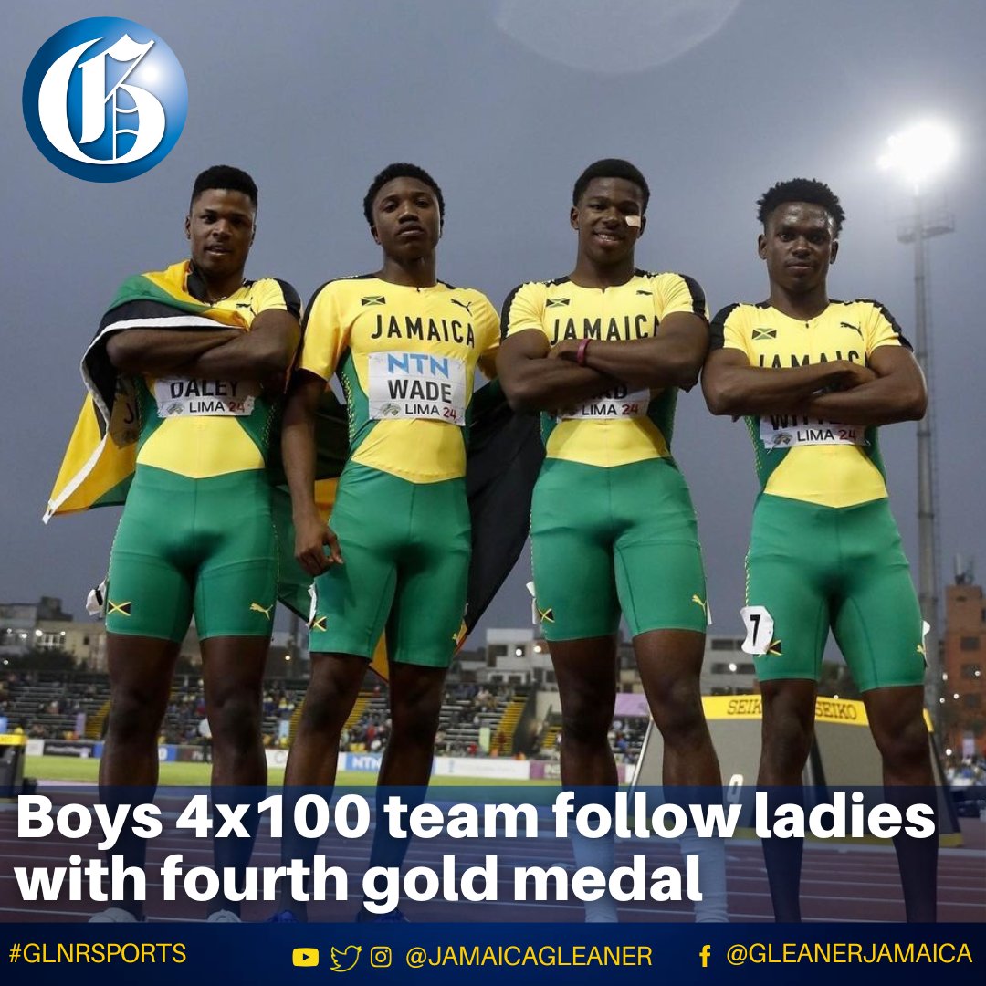 JamaicaGleaner's tweet photo. Jamaica’s young men followed their female counterparts in winning the 4x100-metre relays at the World Under-20 Championships in Lima, Peru this evening.

Read more: https://t.co/L4imf044e5 #GLNRSports https://t.co/U645dKSoMR