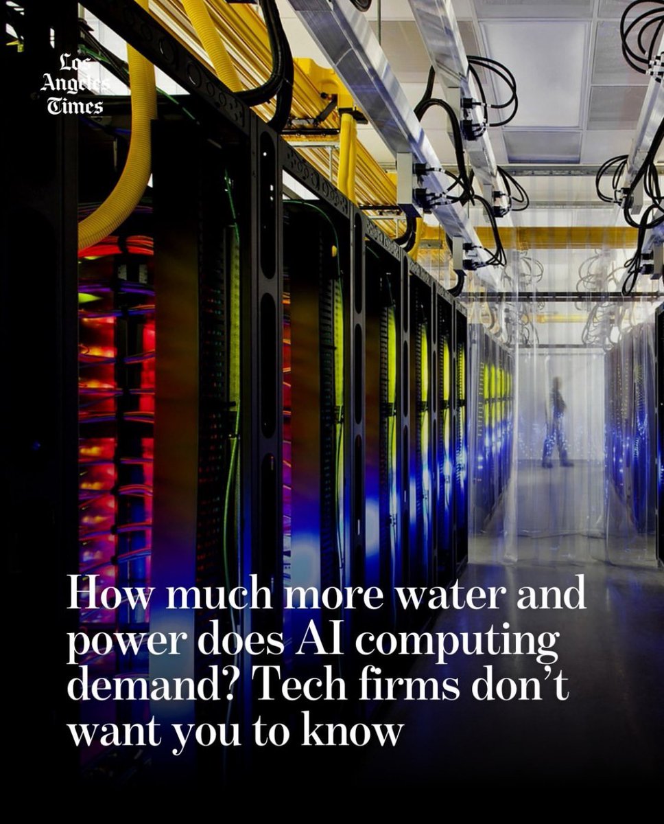 AWorkersIgnited's tweet photo. From @latimes “Interacting with a large language model costs 10 times the power consumption of a standard Google search - roughly the equivalent of running a low-lumen LED light bulb for an hour.“ https://t.co/kJVLxxdy1V