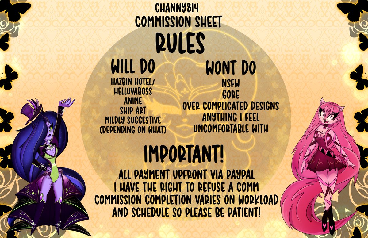 Channy814's tweet image. 💕NEW DESIGNED SHEET💕
No big changes just prettier to look at
#Commission #commissionsheet