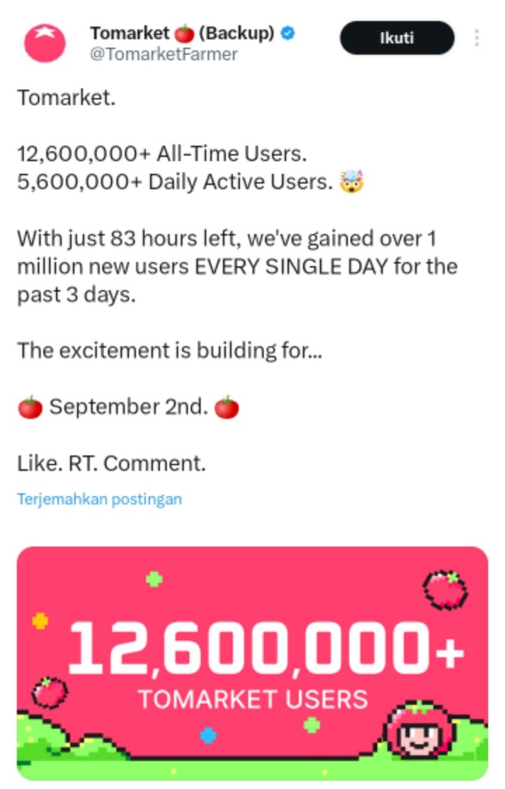 habis_eth's tweet photo. DON'T MISS OUT

https://t.co/0Af3nzBedg

Hey, if you're a Hamster, DOGS, Blum or Catizen user... you have something very special to claim in the Tomarket app now.

The Tomarket airdrop is coming! 🪂

Claim with this link. https://t.co/5QgTmldSA0