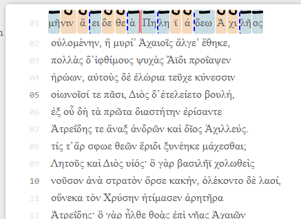 SkripZack's tweet photo. This is insane. A full audio reading of the Iliad and the first 7 books of the Odyssey in meter, with poetic diacritics and a rocking drum beat. Check all the boxes at the top and then click on the 1st line. #ancientgreek 
https://t.co/xh6bpXT64y https://t.co/D7822a7JaF
