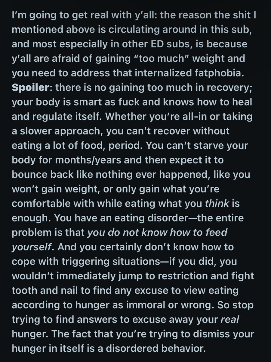 for those experiencing EH in recovery or "binging" in recovery (which btw is not!!) here is a post from reddit that helped me!
