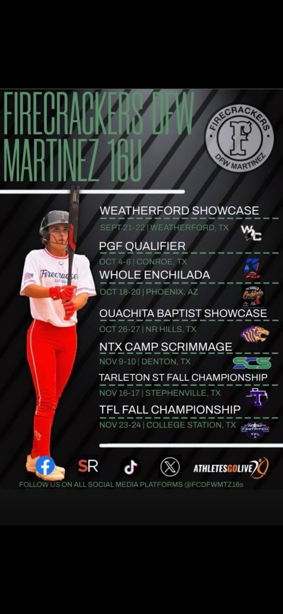 Payton Bauer 2027 (@payton_bauer03) on Twitter photo This falls tournament schedule! Hope to see you out there!! <a href="/FCDFWMtz16s/">Firecrackers DFW Martinez 16U</a> #allgassnobrakes This falls tournament schedule! Hope to see you out there!! <a href="/FCDFWMtz16s/">Firecrackers DFW Martinez 16U</a> #allgassnobrakes