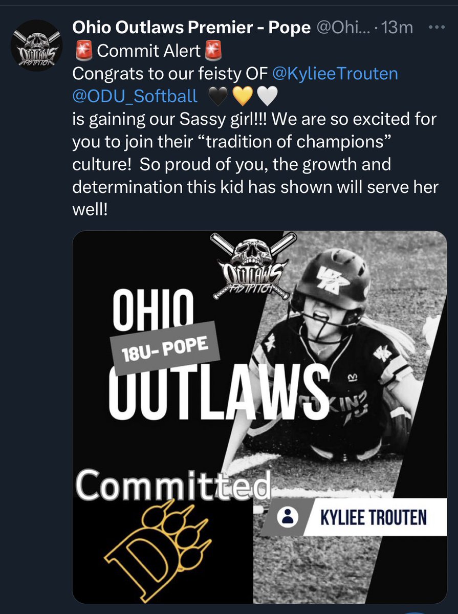 I’m excited to announce that I will be furthering my academic and softball career at Ohio Dominican University. So thankful that I can stay close to home and do what I love. I want to thank my parents for everything that you have helped me do along the way to get me here! Also my
