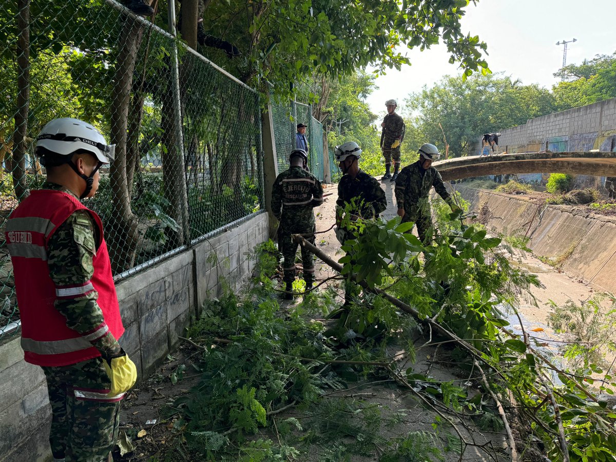 Ingenieros_EJC's tweet photo. Soldados de la Brigada de Atención y Prevención de Desastres, en articulacion con autoridades locales y la comunidad, recogieron 1.300 kilos de residuos sólidos y podaron árboles en la zona del arrollo La Ciudadela de Barranquilla, #Atlántico.

¡Somos #CustodiosDelMedioAmbiente! https://t.co/stdRFnSheg
