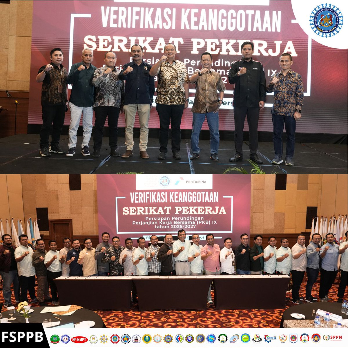 FSPPB_Official's tweet photo. Federasi Serikat Pekerja Pertamina Bersatu(FSPPB) dengan anggota 25 Serikat Pekerja, mengadakan kegiatan Verifikasi keanggotaan yg menghasilkan “PIAGAM PALAGAN YOGYA” sebagai langkah awal menuju ke Perundingan PKB ke IX
KORSAAAA……. https://t.co/nqAbPK1yGW
