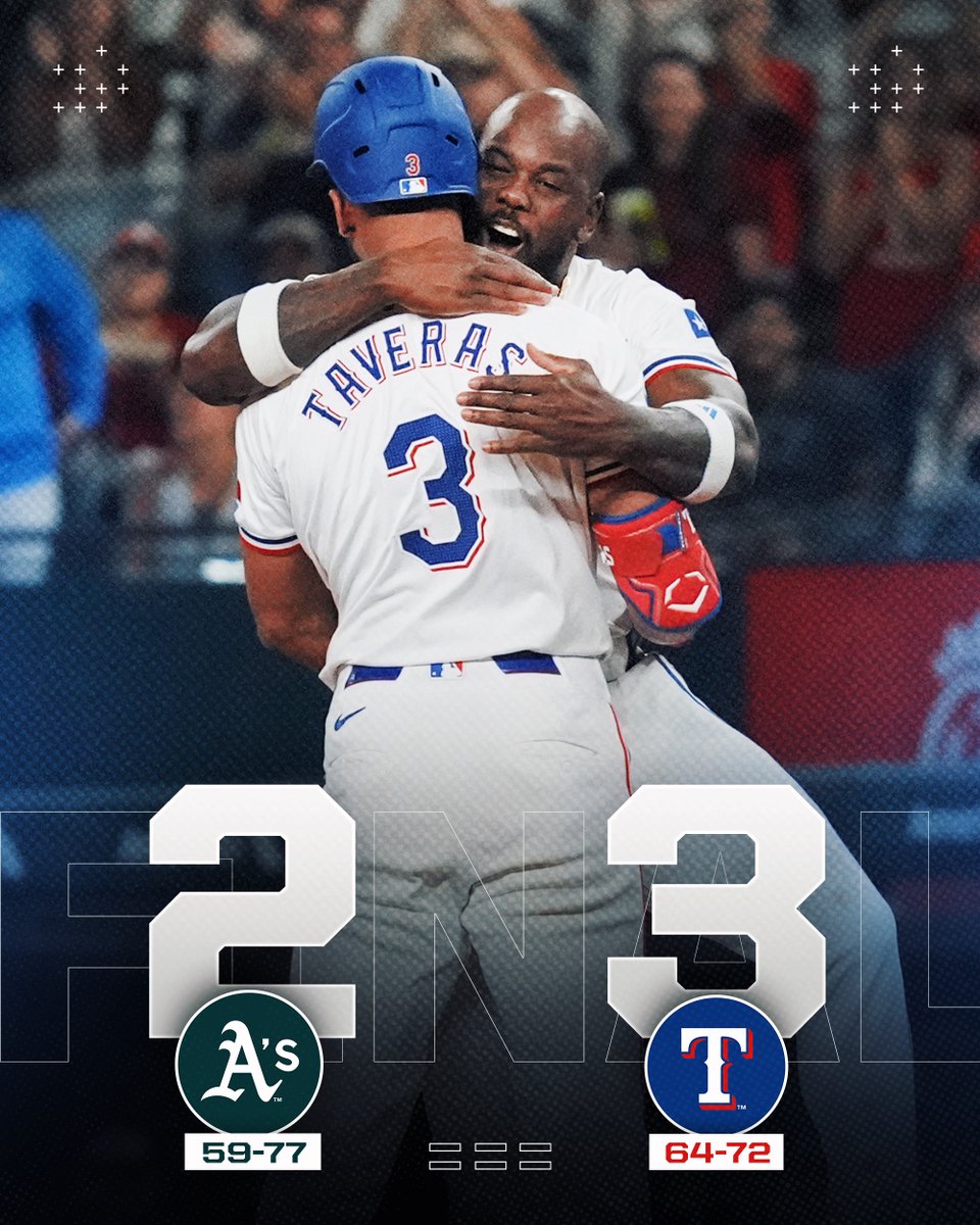 MLB's tweet image. Leody Taveras sends @Rangers fans home with a #walkoff win.