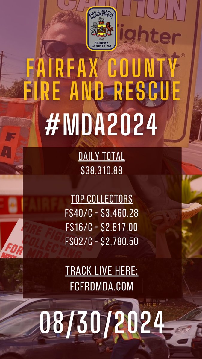 ffxfirerescue's tweet image. Thank you everyone who made yesterday - Day 1 of #FillTheBoot - a success! The funds collected by FairfaxFirefighters will benefit @MDAorg and the amazing work they do!