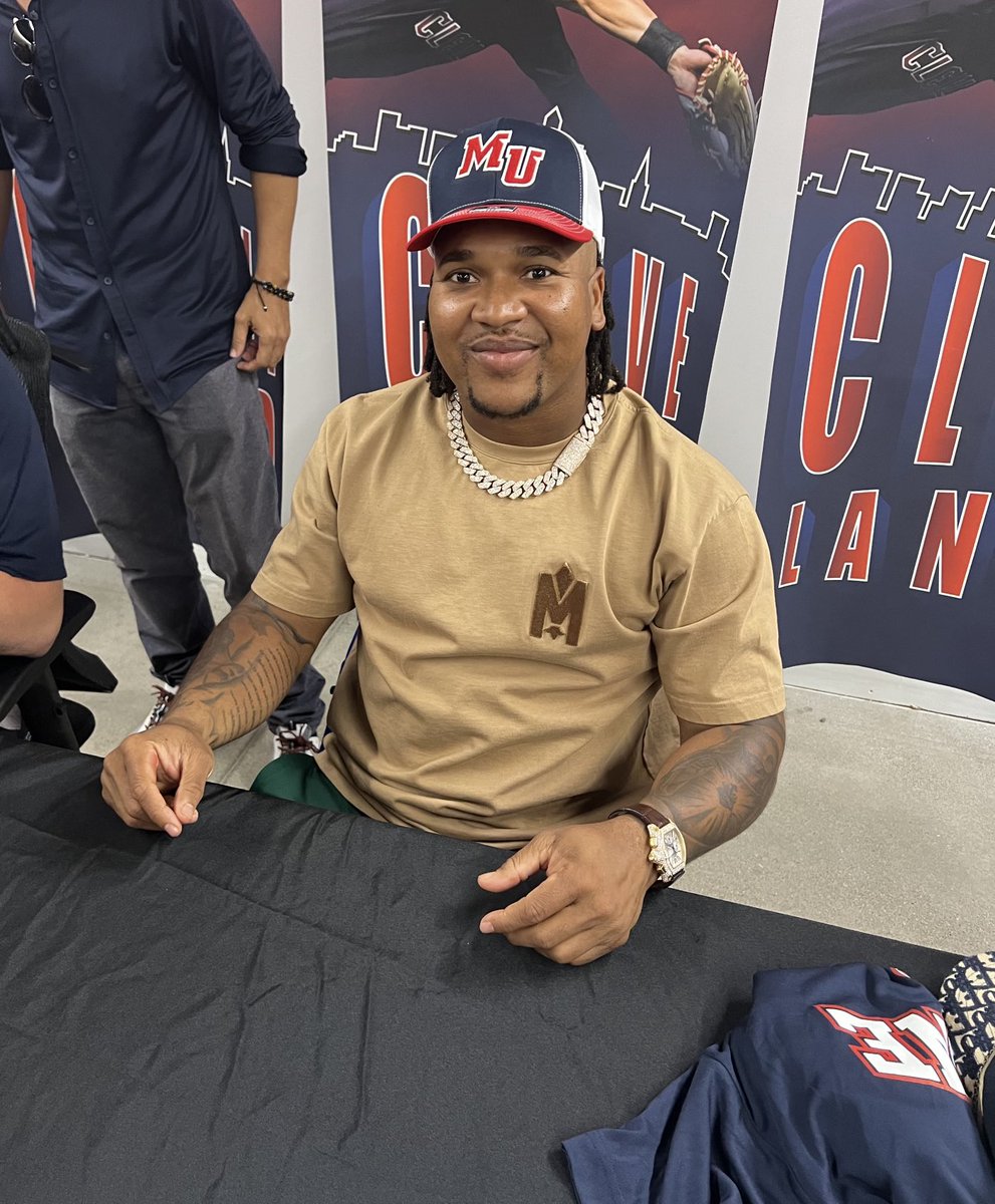 Cleveland Guardians Great Jose Ramirez supporting his new Malone Baseball hat!