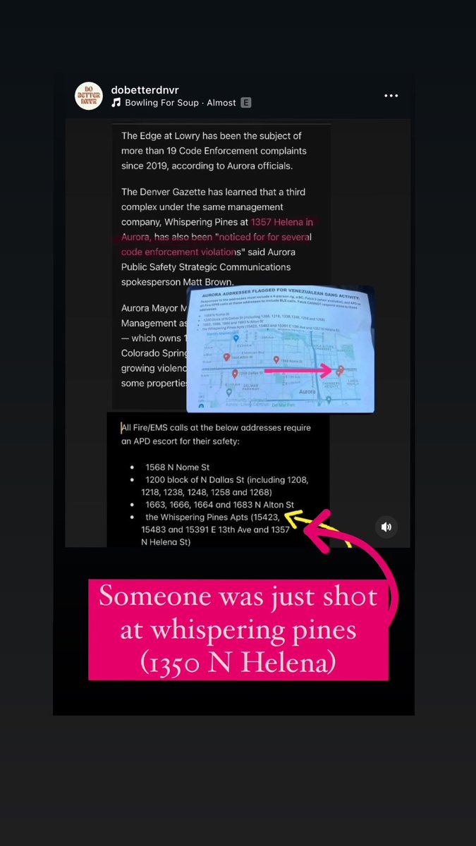 dobetterdnvr's tweet image. ‼️Breaking‼️ At least one sh0t at Whispering Pines, a reportedly TdA controlled building. But don’t worry, citizens. @govofco is here to g@slight us all. @mikejohnstonco @realDonaldTrump @KamalaHarris