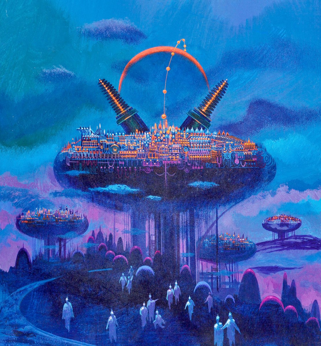HumanoidHistory's tweet image. Cities of the mind, illustrated by Tim Hildebrandt, Ralph McQuarrie, Frank R. Paul, and Paul Lehr.