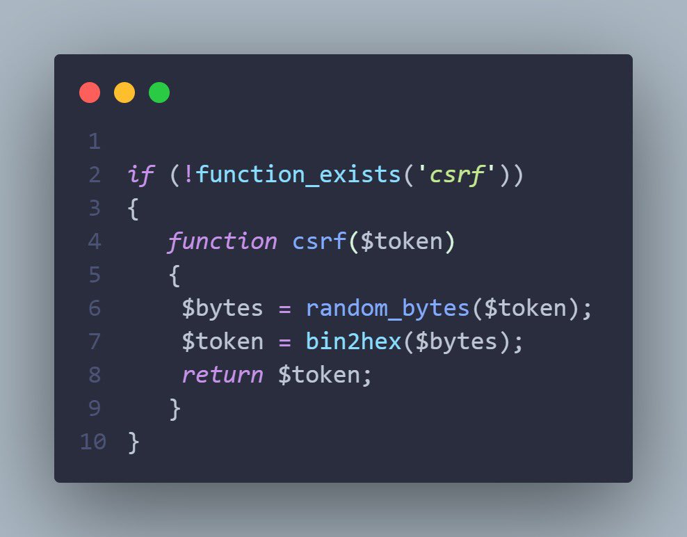 the0x_pwn's tweet image. Helper Function csrfToken PHP
#php