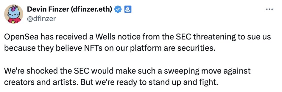 On Aug. 28, <a href="/opensea/">OpenSea</a> had received a Wells notice from the SEC alleging the NFT exchange had served as a marketplace for unregistered securities. Why is the SEC going after NFTs and who are the real targets? 🧵