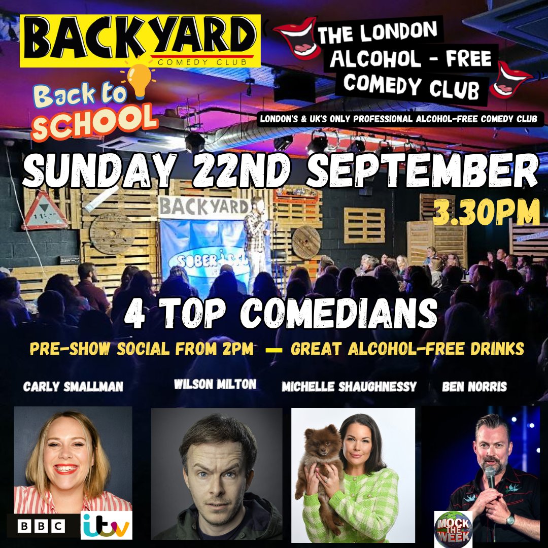 fun_sober's tweet photo. 🍁 Happy Autumn 🍁.
Join us, @carlysmallman @Michellesfunny, @Benny_Norris &amp; Wilson Milton @Backyard_Comedy for a afternoon of GUARANTEED Sober Laughing Out Loud! Tix available via link in bio 👆.
#sober #Alcoholfree #soberevent #RecoveryPosse #london #londonevents #londonlife https://t.co/sxeOklK0yt