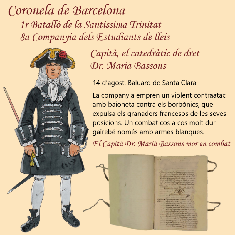 BcnCoronela's tweet image. Avui 1 de setembre vine a conèixer un heroi esborrat. El Catedràtic de dret Dr. Marià Bassons mor en combat. Tots els ciutadans participen en la defensa de #BCN #constitucions i #llibertats
T’esperem en #Baluard de #SantaMadrona al costat @MuseuMaritim d’11h a 14h