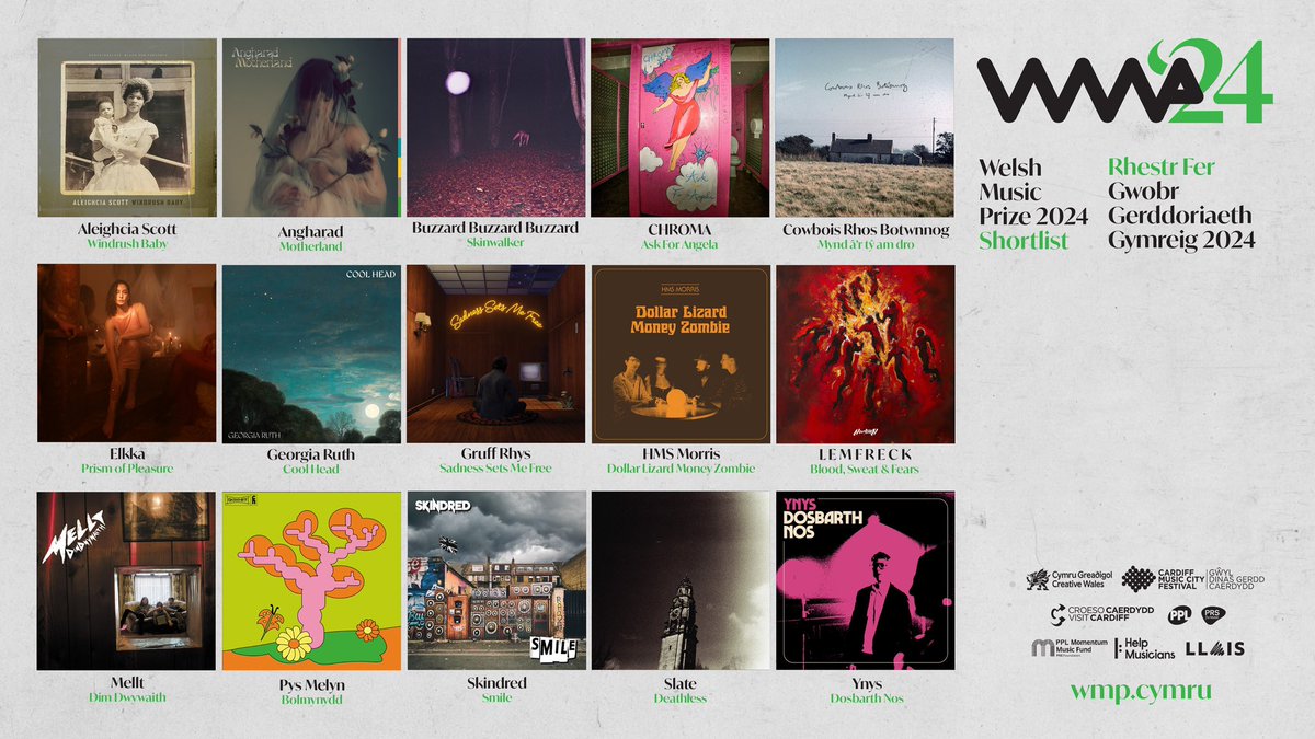 WELSH MUSIC PRIZE 2024 - SHORTLIST 🎉 
Y WOBR GERDDORIAETH GYMREIG 2024 - RHESTR FER 🎉

08/10/2024 <a href="/YGanolfan/">Canolfan Mileniwm Cymru</a> 

🔗 wmp.cymru