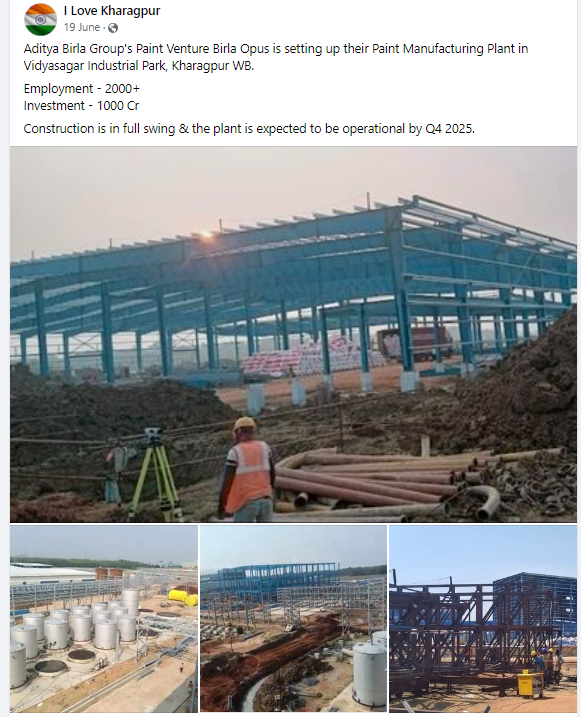 SnehasishFP's tweet image. Aditya Birla Group Entity - Grasim Industries upcoming paint manufacturing plant in Kharagapur  is progressing well. Brand - Birla Opus

Src-Annual Report 23-24 
grasim.com/Upload/PDF/gra…

grasim.com/Upload/PDF/env… 

#westbengal #KGP #India #ABG #Birla