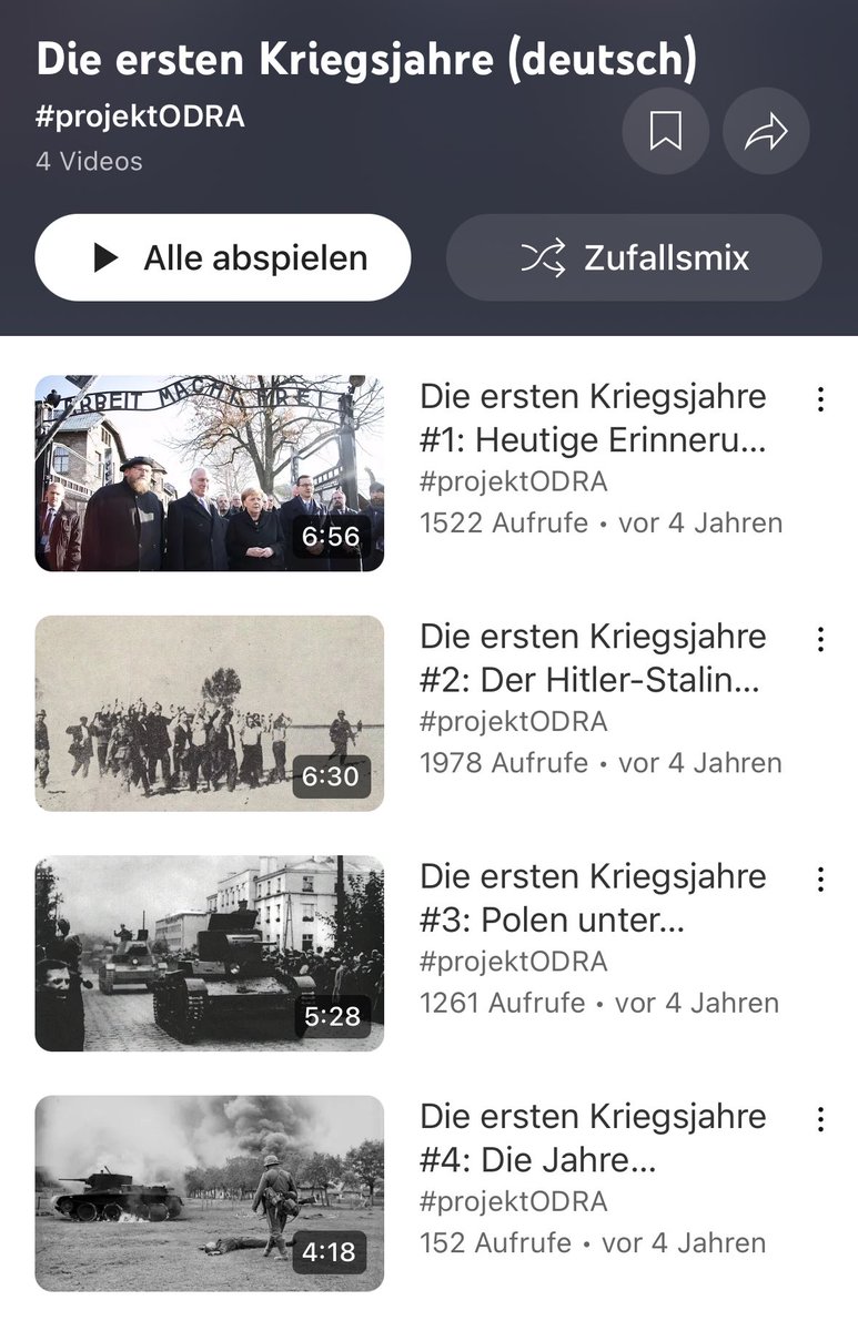 Marko Demantowsky (@mdemantowsky) on Twitter photo 4 kurze Videos zum Überfall auf die polnische Republik am 1. September 1939 und seine Folgen — heute vor 85 Jahren.
Via <a href="/projektODRA/">projekt ODRA</a>
youtube.com/playlist?list=… 4 kurze Videos zum Überfall auf die polnische Republik am 1. September 1939 und seine Folgen — heute vor 85 Jahren.
Via <a href="/projektODRA/">projekt ODRA</a>
youtube.com/playlist?list=…