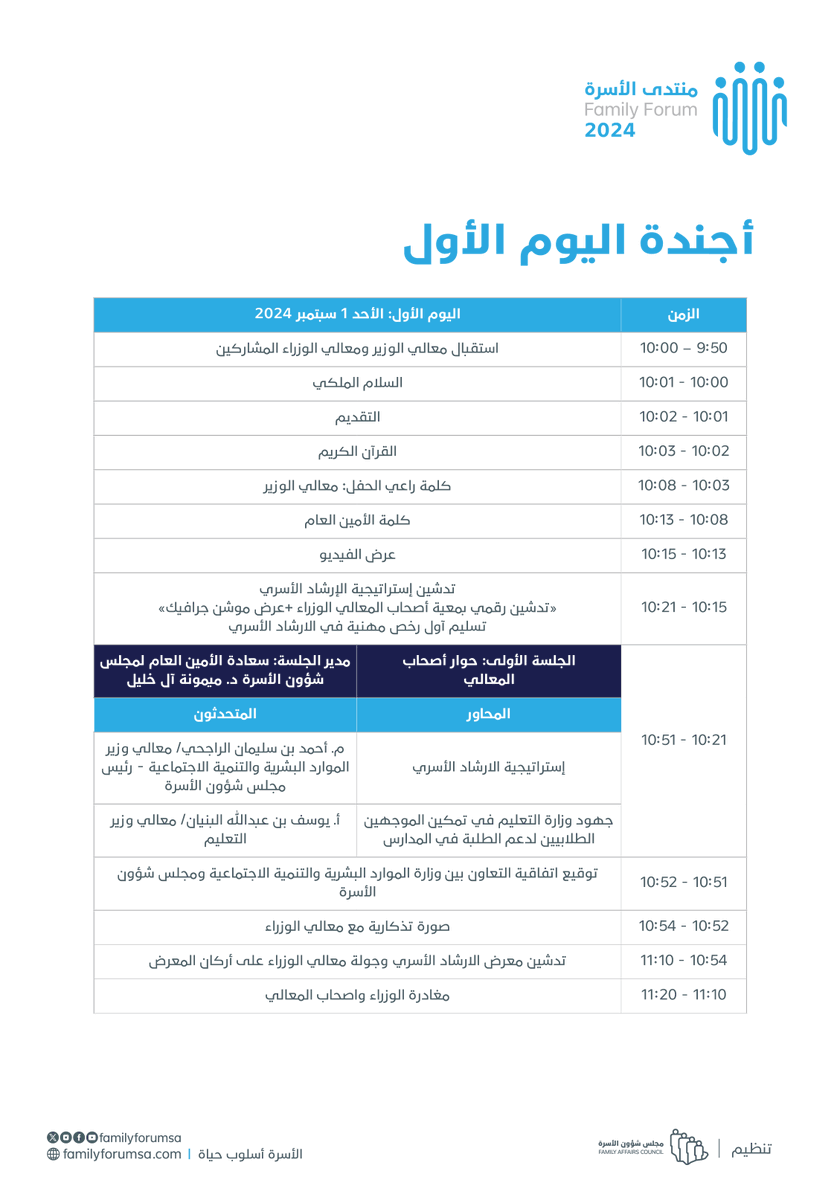familyforumsa's tweet photo. يوم مليء بالمعرفة والتشارك، تعرّف على أجندة اليوم الأول من #منتدى_الأسرة 2024. https://t.co/7NuYtMQQ9q