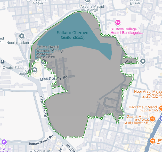 plotscanner_com's tweet image. owaisi college encroachment marked till ftl...buffer zone not included @HyderabadMojo @HyderabadReal @realhyderabad86 @serish @CoreenaSuares2