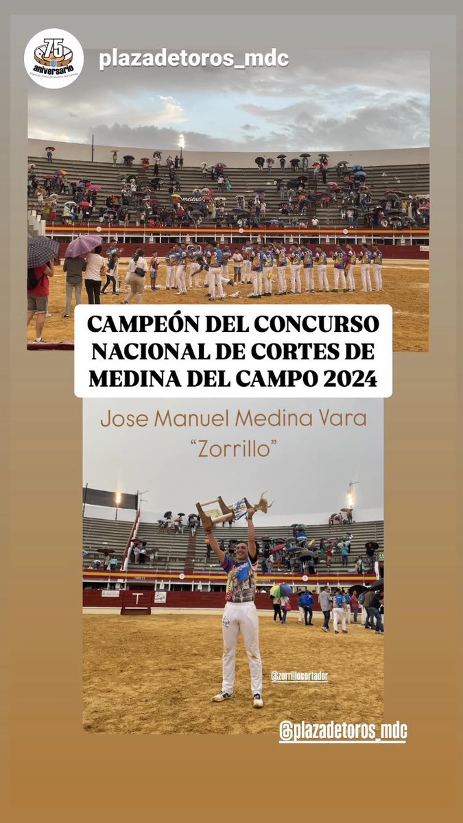 Enhorabuena al Arevalense  <a href="/JoseZorrillo/">zorrillo cortador</a> Campeón del Concurso de Cortes Medina del Campo. La cuna del Corte. Primer cortador Arevalense en ganar en Medina