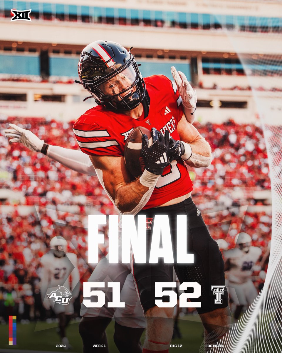 Big12Conference's tweet photo. Tech takes it in an OT thriller❗️

#Big12FB | @TexasTechFB https://t.co/duSlary6yj
