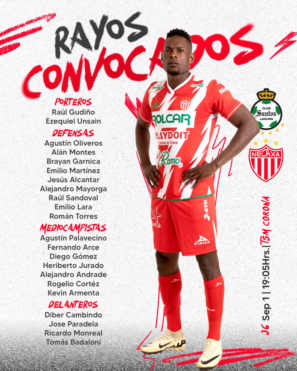ClubNecaxa's tweet image. ¡Por los 3️⃣ puntos! 💪
Te compartimos a nuestros  #RayosConvocados para el #SANvsNEC... ⚡