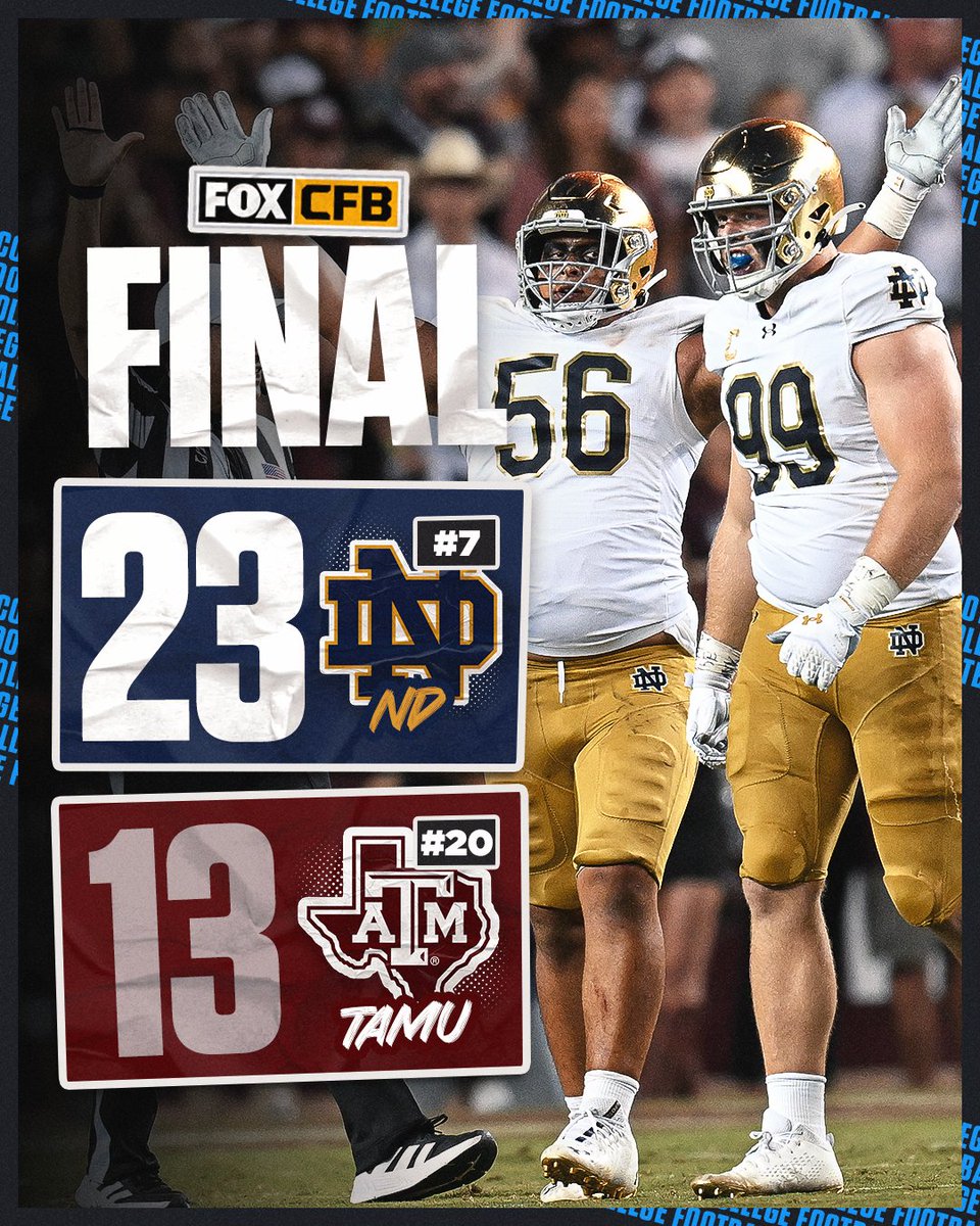 No. 7 Notre Dame goes into College Station and picks up the W vs Texas A&amp;M ☘️🙌