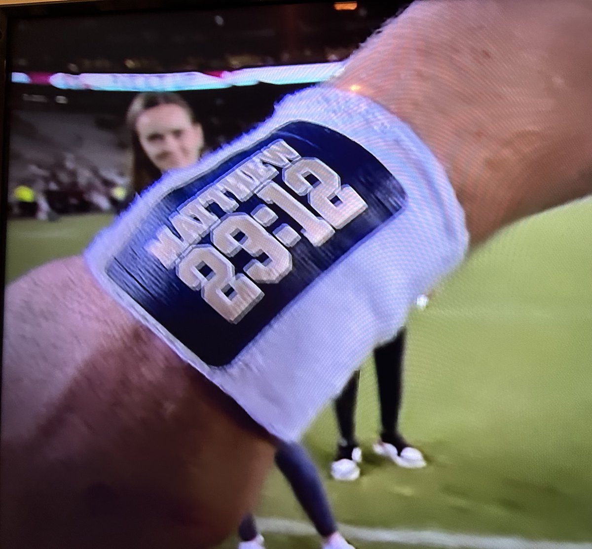 Riley Leonard goes out of his way in his postgame interview with ESPN to show off his favorite Bible verse, Matthew 23:12.

“Whoever exalts himself will be humbled, and whoever humbles himself will be exalted.”