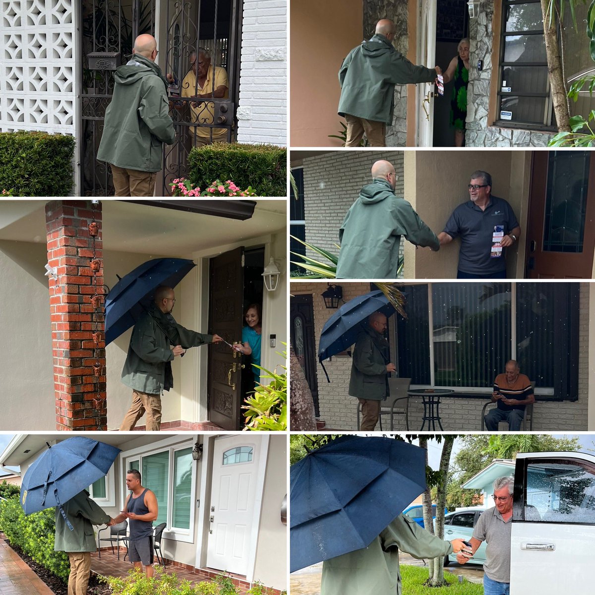 TPFabricio's tweet photo. There’s nothing like canvassing in the rain in Hialeah. Grateful for all the support at the doors today. It’s an honor to represent my community. #Hialeah 🦩 #Grassroots #CommunityFirst #HD110 #NoQuit ☔️ https://t.co/2f9yl5osbi