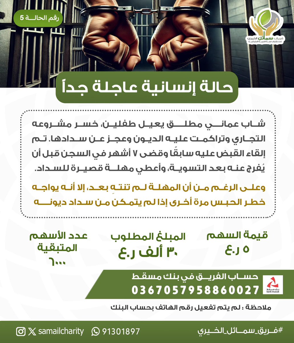 حالة إنسانية عاجلة 
<a href="/said_alshidi00/">سعيد الشيدي</a> 
<a href="/Mo7dbalushi/">محمد البلوشي 🇴🇲</a> 
<a href="/m94hinai/">محمد الهنائي</a> 
<a href="/samailpulse/">نبضـ سمائلـ | إعلام</a>