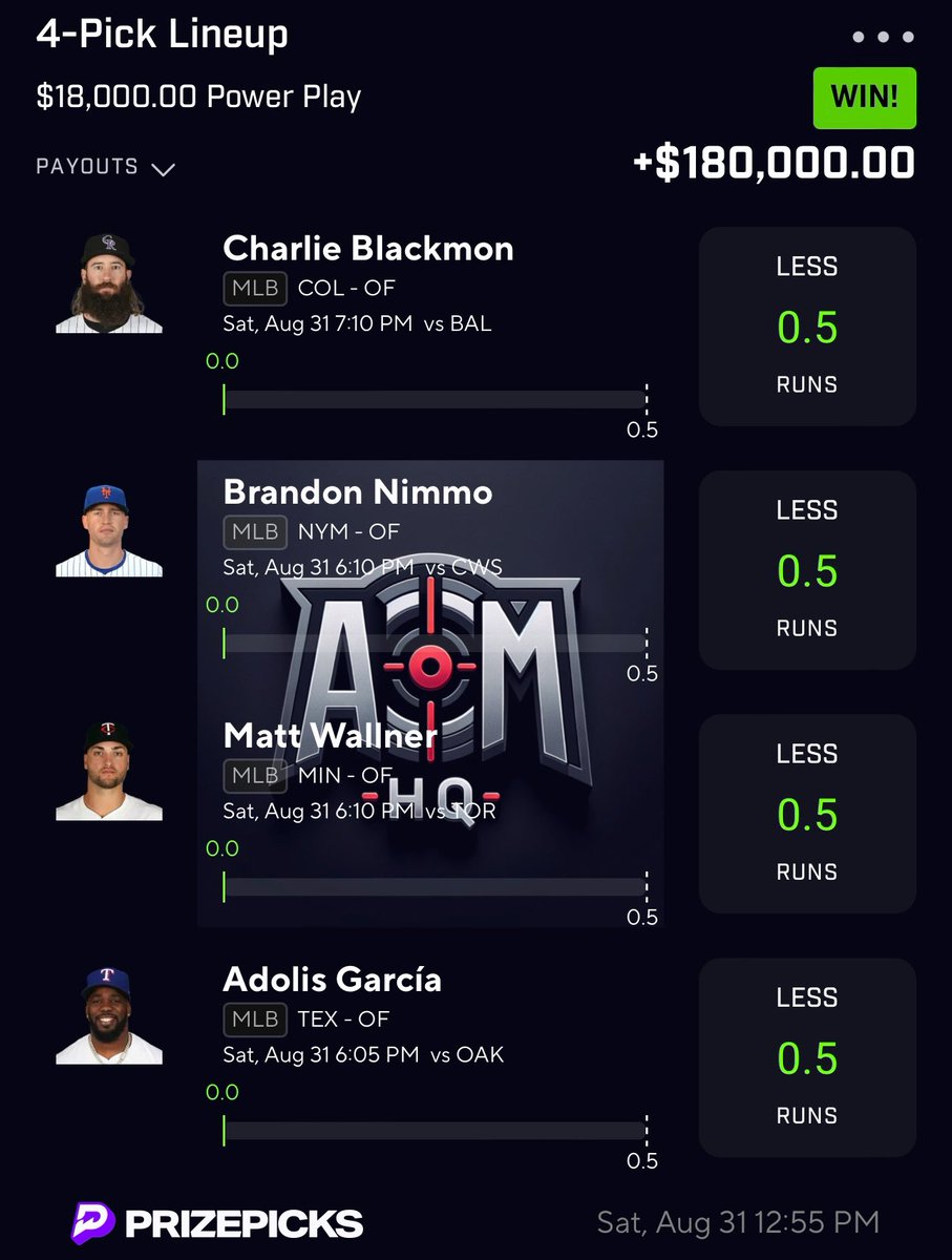 cdl_aim's tweet photo. PREMIUM CASHED A MLB 10x NUKE FOR $180,000😳🧘🏽‍♂️🪬

Picking 200 random followers who:

 LIKES + RTs &amp; FOLLOWS to win $500 EACH🧿

👇🏼JOIN PREMIUM NOW FOR MORE NUKES
https://t.co/ff5KEPZ3gB

#GamblingX #GamblingTwitter #AimsHQ #PrizePicks #PrizePicksMLB https://t.co/xUld66lJs0