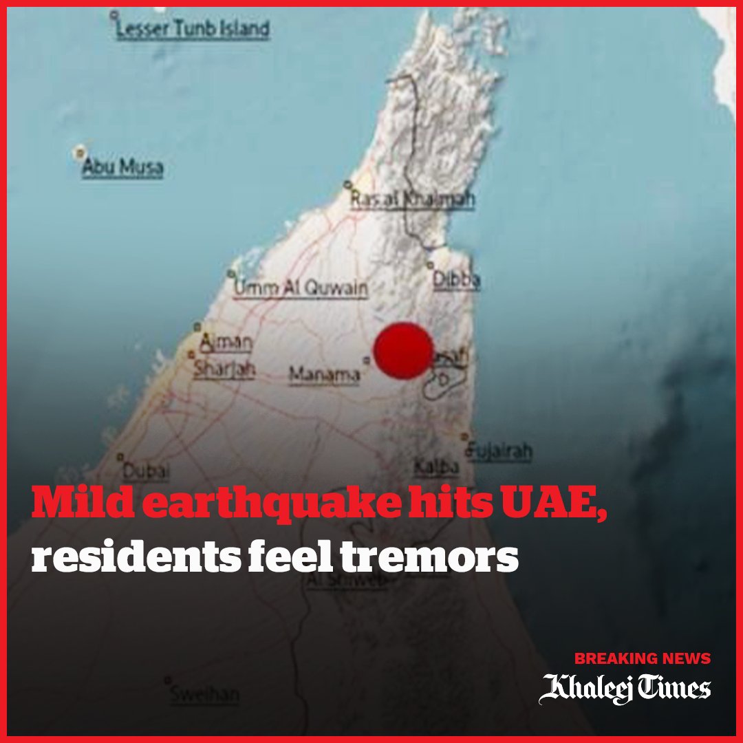 khaleejtimes's tweet photo. #BreakingNews 
An #earthquake of magnitude 2.3 struck #Masafi, stations of the #UAE's National Seismic Network of the National Centre of Meteorology (NCM) reported on Sunday, September 1.

https://t.co/DMFogsaR6y https://t.co/S21qA0zYeu