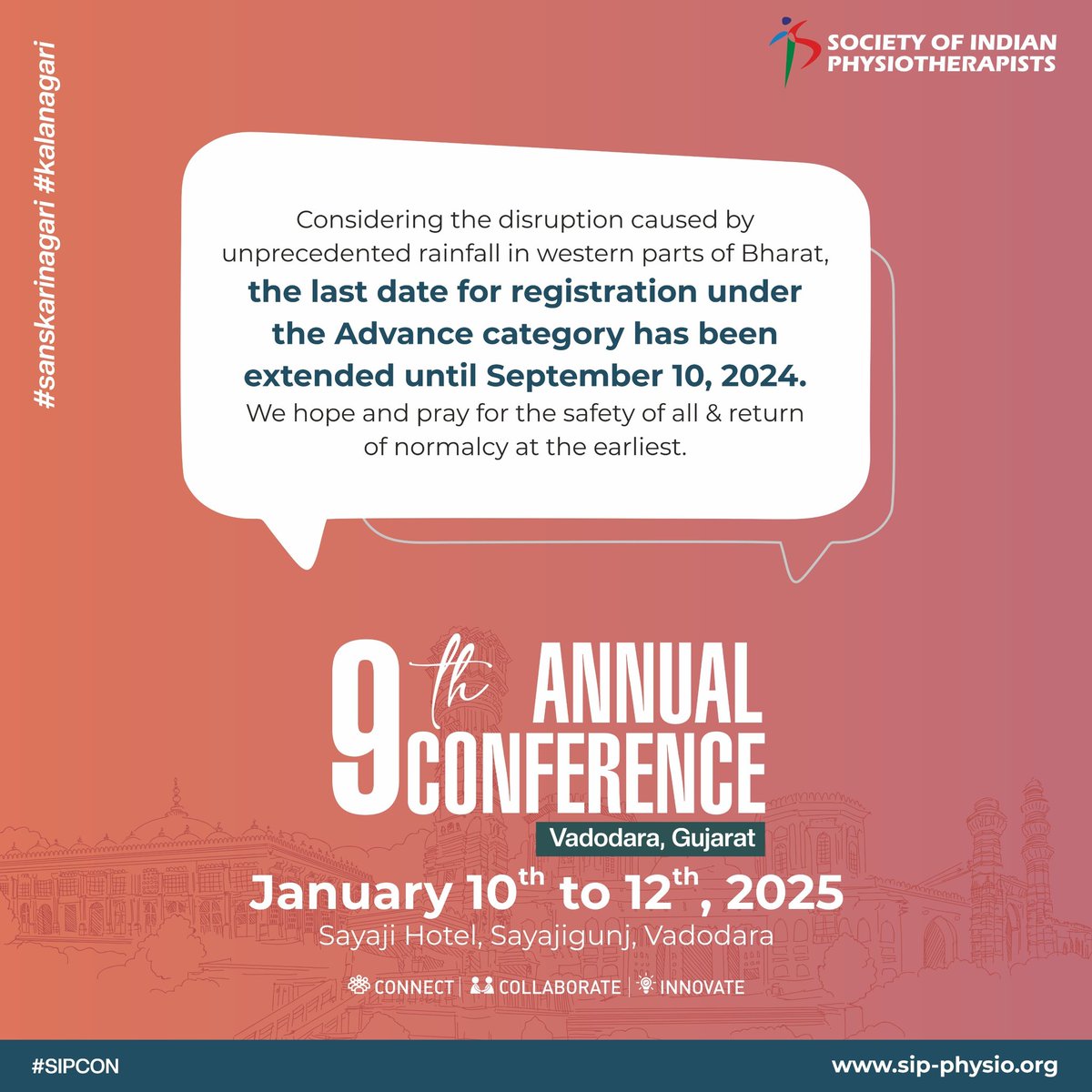 SIP_Physio's tweet image. Last date to register under #Advance Category #extended till September 10th.

#SIPCON #IndianPhysios #GlobalPT