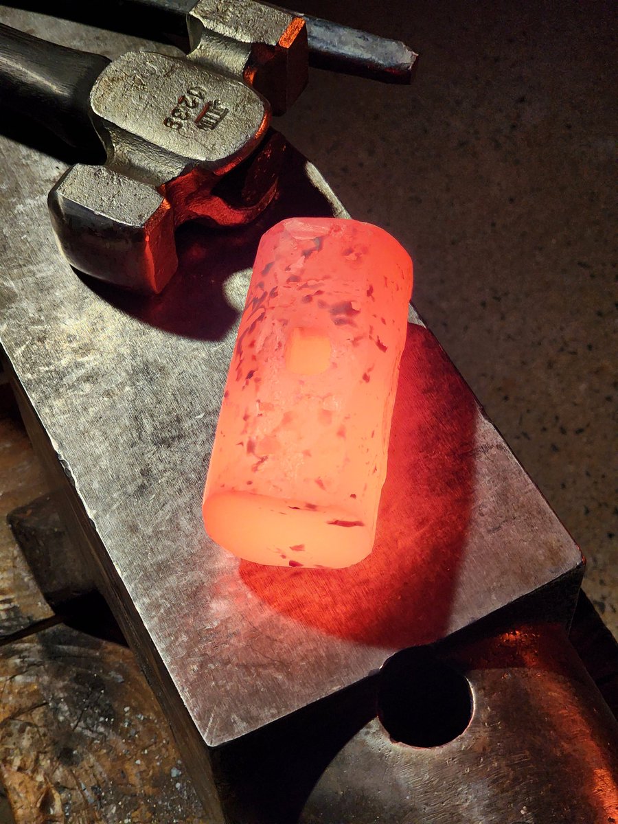 Forge Ahead!! 1045 steel, 4lbs rounding hammer in process!! ⚒️🔥⚒️ #blacksmith #gotmetal #forge #fire #hammer