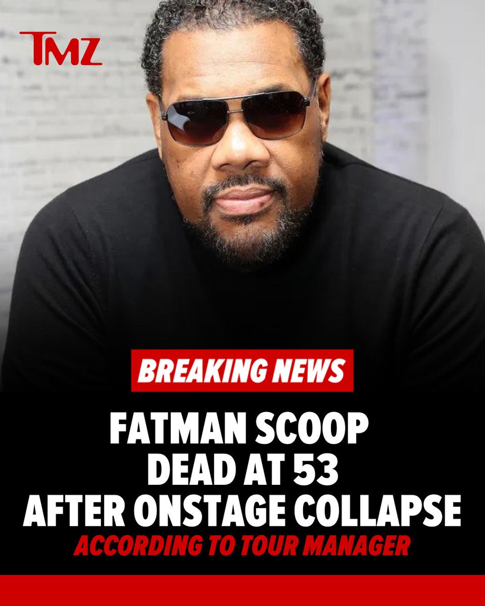 TMZ's tweet photo. Isaac Freeman III, aka Fatman Scoop, has died after the iconic musician collapsed onstage Friday night. 💔

All we know: https://t.co/AXANWPvNHH https://t.co/kphV0joUjy