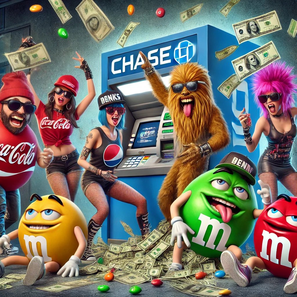 Chase Bank glitch? More like a party starter! 🎉💸 The #junkfoodpunks are making the most of the chaos—dancing, throwing cash, and having a blast at the ATM!

✅ junkfoodpunks.com

#ChaseBankGlitch #NFTdrops  #Chase #NFTs #Crypto #NFTCommunity #nftcollector #NFTshill
