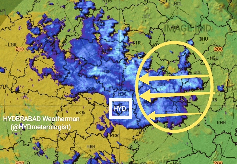 HYDERABAD Weatherman (@hydmeterologist) on Twitter photo #HyderabadRains UPDATE 🚨
10:30AM
Dense Clouds ☁️ Still over the City ,
Hence Moderate Rainfall to continue over most places of the City upto evening with few intervals.
Heavy Rainfall ⛈️ likely at few places.⚠️
<a href="/HiHyderabad/">Hi Hyderabad</a> #HyderabadRains UPDATE 🚨
10:30AM
Dense Clouds ☁️ Still over the City ,
Hence Moderate Rainfall to continue over most places of the City upto evening with few intervals.
Heavy Rainfall ⛈️ likely at few places.⚠️
<a href="/HiHyderabad/">Hi Hyderabad</a>