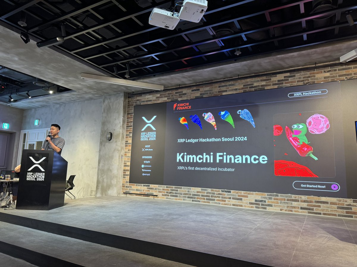 emy_wng's tweet image. #XRPLHackathon #Seoul
Kimchi Finance pitched their DeFi product to unlock CEX held XRP holdings for on chain transactions. 
Love the name!! 🌶️