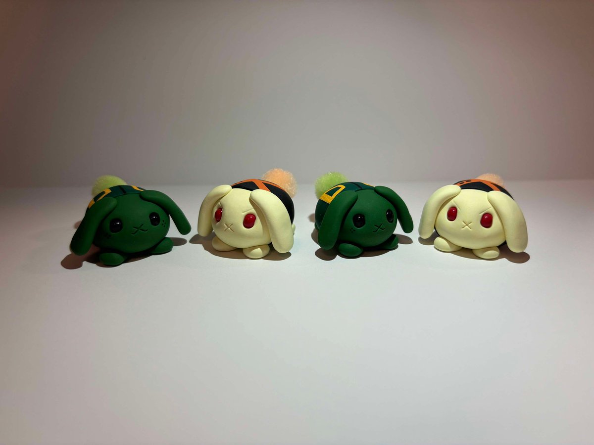 CHLS27's tweet photo. My fanart isn't an illustration so I don't think it will count, but I wanted to share it anyway - I made little clay Bakugo and Deku bunnies!! 😁🐰
#WBH_FANART #頑張れって感じのファンアート https://t.co/1G7CepcKiy