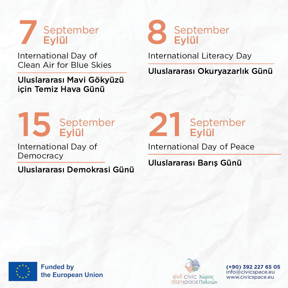 👀 Civic Space Calendar - Sivil Alan Takvimi
🗓️ September - Eylül 2024