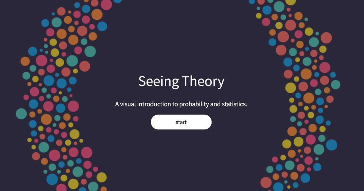 👀∑📊 Seeing Theory es un proyecto para descubrir las estadísticas de forma accesible a través de visualizaciones interactivas. Dale un vistazo, vale la pena.
💬¿Conoces algún recurso similar para compartir? 
buff.ly/2CZsQwx 
#statst #datascience #rstats #python #dataviz