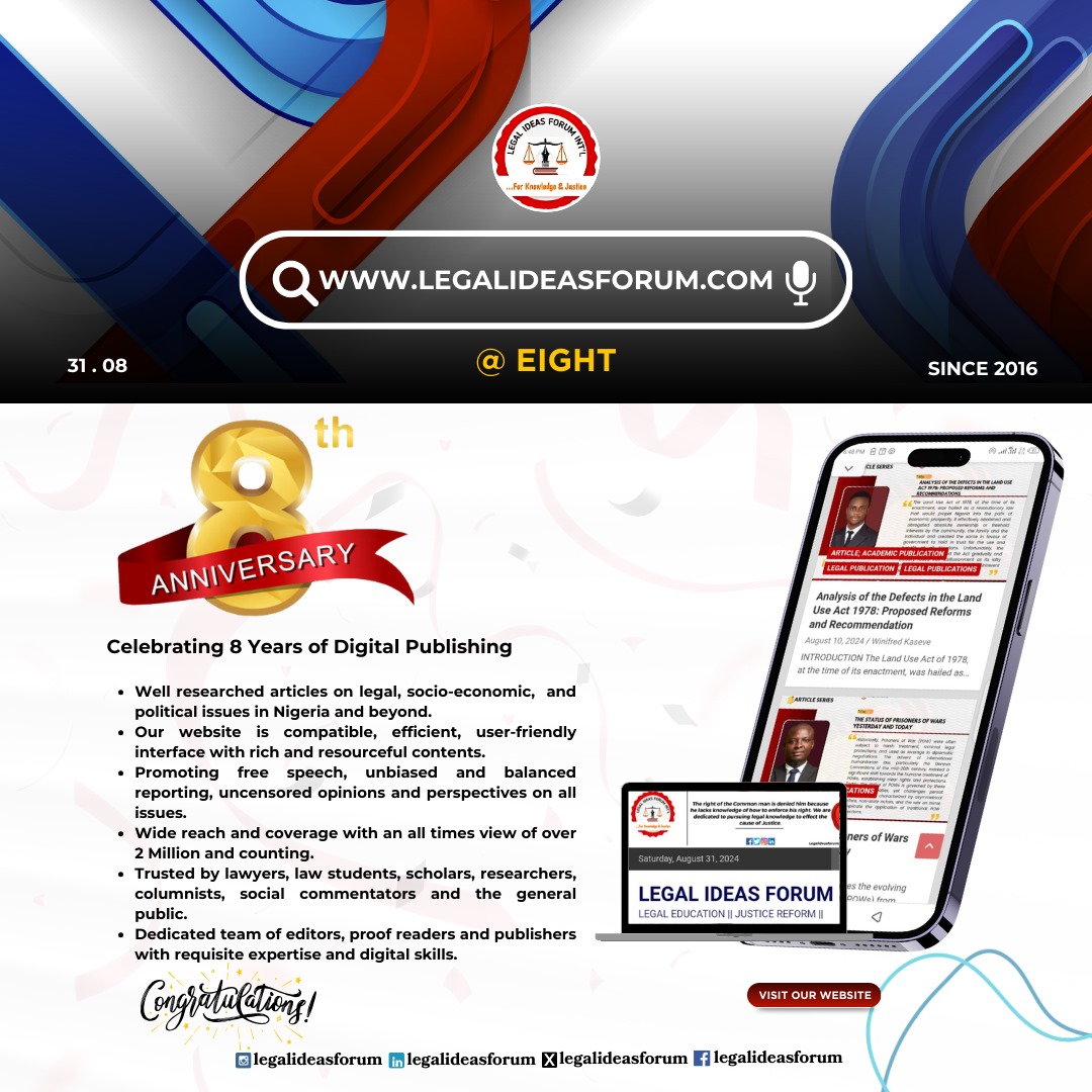 legalideasforum's tweet photo. #lifin @8
📌Celebrating 8 years of digital publishing.
Every 31st day of August, we mark the birth, launching, and debut of the LIFIN website. In this light, we joyfully celebrate today, the LIFIN website, in its 8 years of online presence and impactful existence. https://t.co/K1RyjElZWa