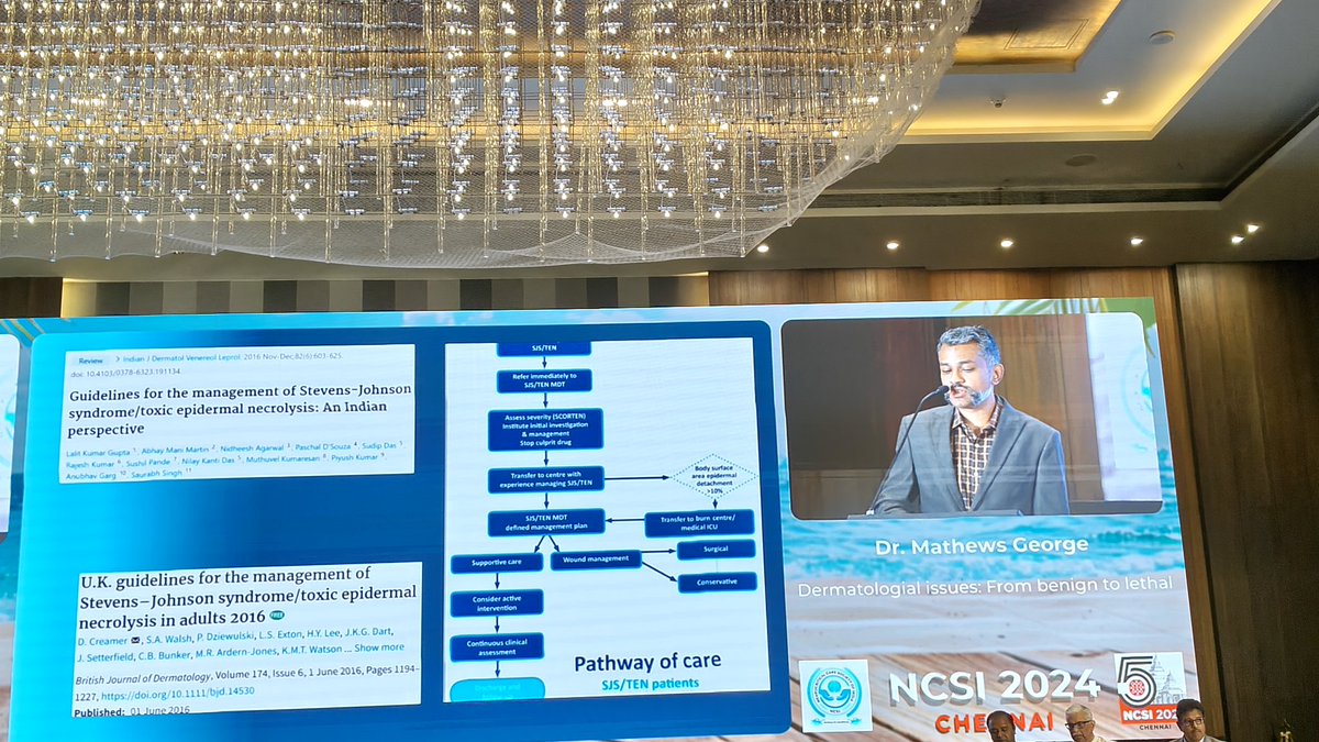 ncsi2024's tweet photo. Dermatological manifestations in ICU are not always benign. Prompt involvement of the dermatologist, utility of burns unit in case of extensive skin surface involvement would help in improving patients outcome. Very well conveyed by Dr Mathews George. #ncsi2024
@NCSIofficial https://t.co/UtMEHfyFYd