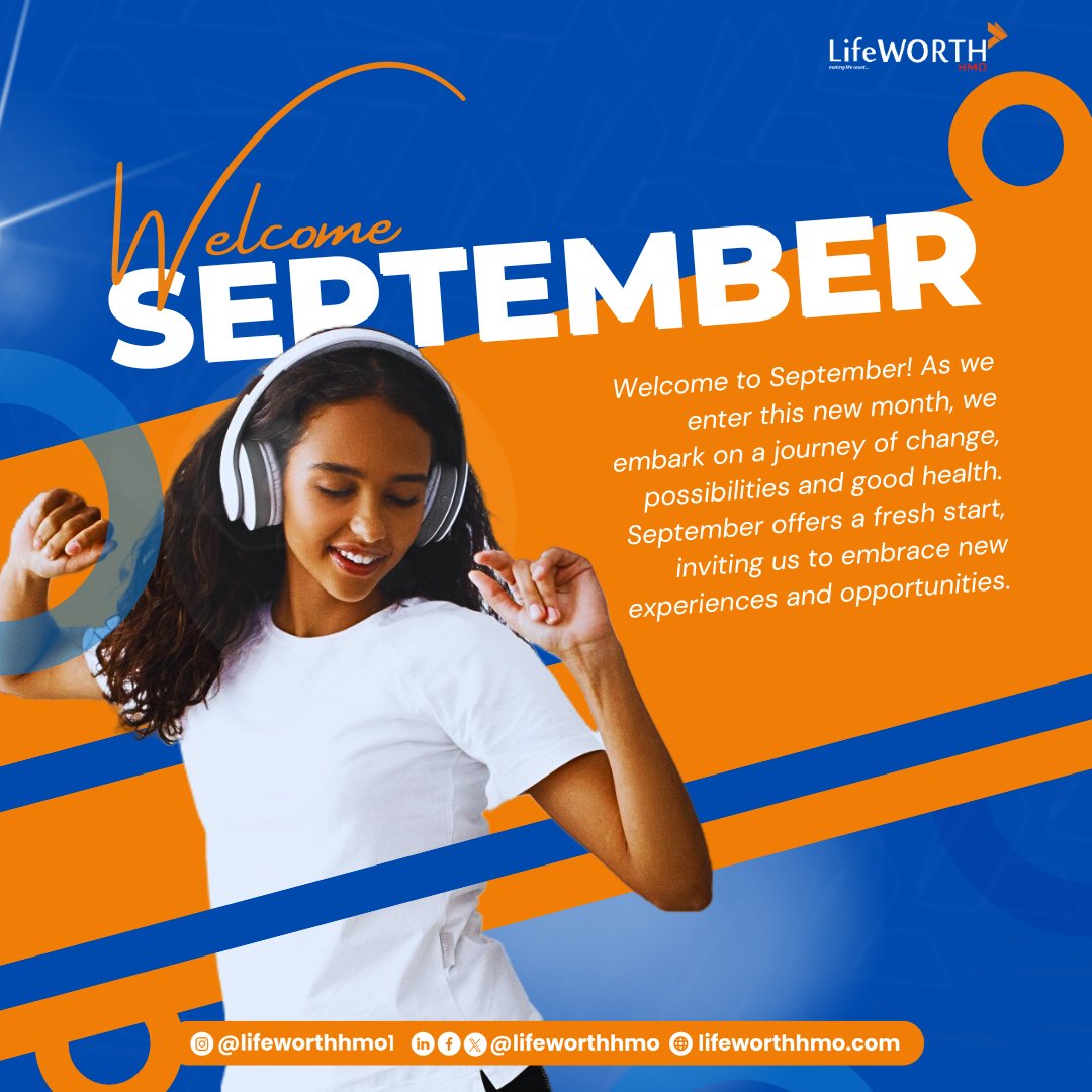 lifeworthhmo's tweet photo. LifeWORTH HMO welcomes you to the ember months. Let’s make it a season of healthy choices. Wishing you a happy and healthy September!
#HappyNewMonth #septemper #TransferDeadlineDay #healhinsurance #lifeworthhmo https://t.co/9HCGeFgNNw