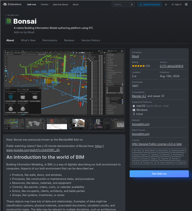 BlenderBIM Add-on 改め Bonsai (盆栽) v0.8.0がリリース。Blender 4.2 extensionからインストール可能(Blender 4.2未満は起動不可に)。Native IFC モデリングをはじめよう😄
extensions.blender.org/add-ons/bonsai/
community.osarch.org/discussion/com…
<a href="/BonsaiBIM/">Bonsai (previously BlenderBIM Add-on)</a> #Bonsai #BonsaiBIM