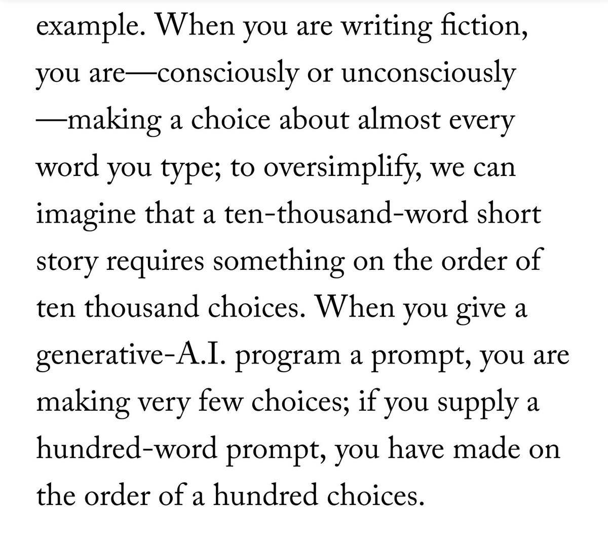 Rahll's tweet image. This essay on AI is almost cathartic in the way that it captures and confirms so eloquently how so many of us feel. I think Mr. Chiang has gifted us with something that will be referenced and talked about for a long time. Send it to everyone you know.